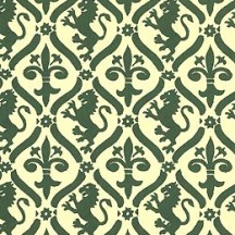 Green Griffin and Lily Print Italian Paper ~ Carta Varese Italy